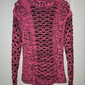 Topman Pink and Black Knit Turtleneck Sweater
